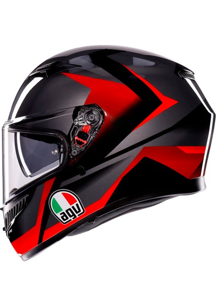 K3 Mplk Striga Black Grey Red Kapalı Kask