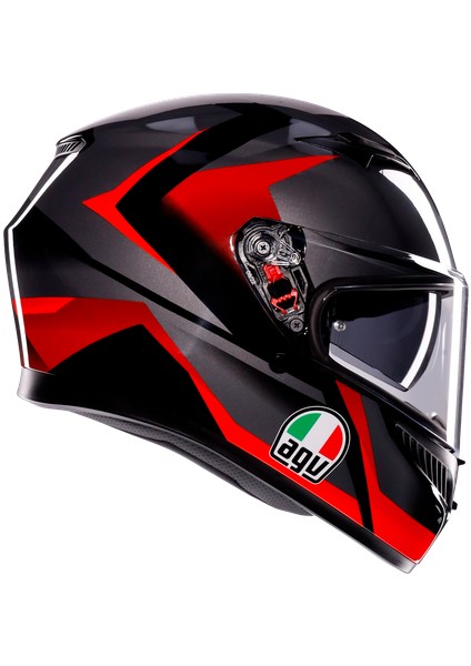 K3 Mplk Striga Black Grey Red Kapalı Kask