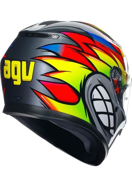 K3 Birdy 2.0 Grey Yellow Red Kapalı Kask
