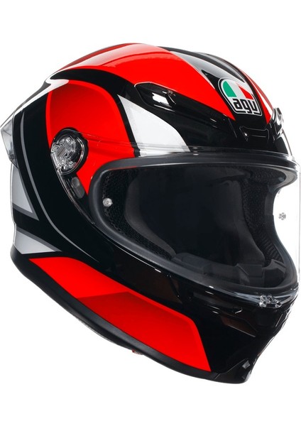 K6 S Hyphen Black Red White Kapalı Kask