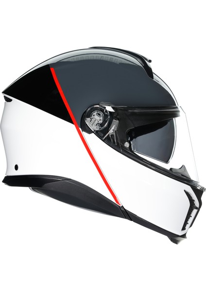 Tourmodular Mlt Balance White Grey Red Çene Açılır Kask