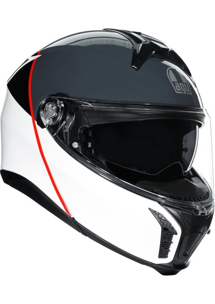 Tourmodular Mlt Balance White Grey Red Çene Açılır Kask