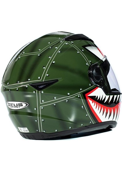ZS-811A AL38 Green Silver Kapalı Kask