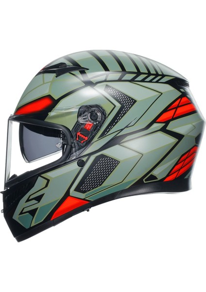 Agv K3 Decept Matt Black Green Red Kapalı Kask