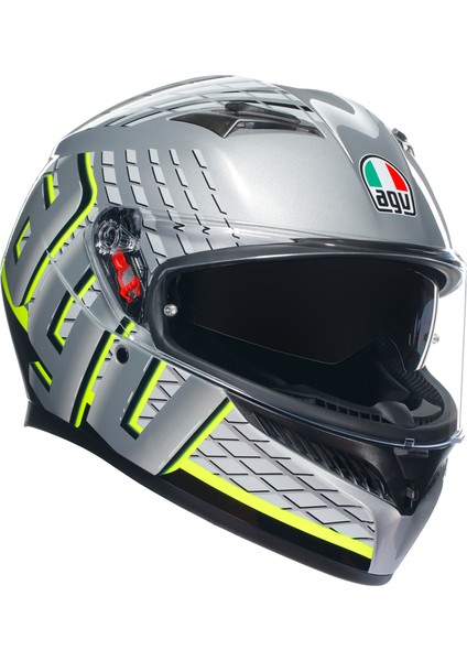 K3 Mplk Fortify Grey Blk Yellow Fluo Kapalı Kask