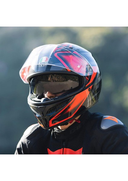 K3 Compound Black Red Kapalı Kask