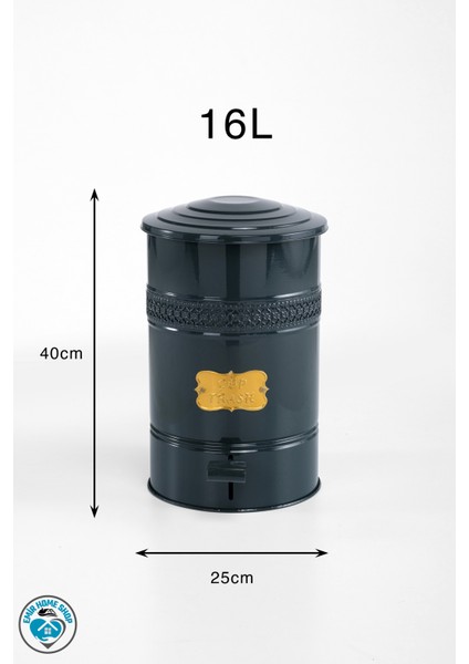 Lüx Ferforje Yanmaz Metal Pedallı 16Lt Mutfak Banyo Çöp Kovası
