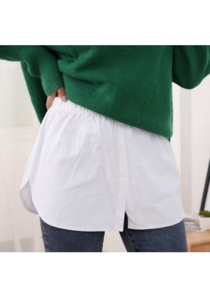 Yarım Gömlek Altı Kazak Altı Beyaz - Beyaz Renk Kadın Kurtarıcı Etek Poplin Viskon Pamuk