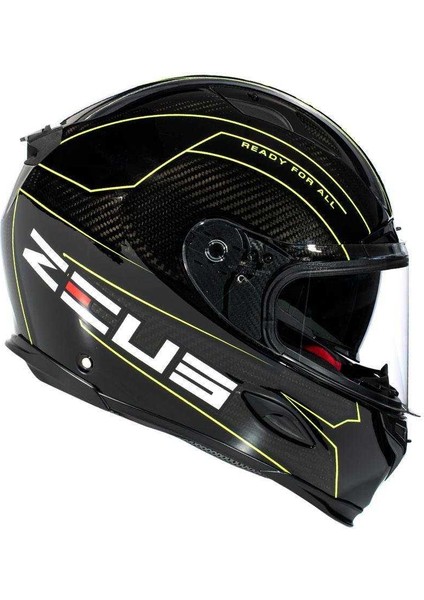 ZS-1800B Gloss Carbon Am8 Fluo Yellow Kapalı Kask