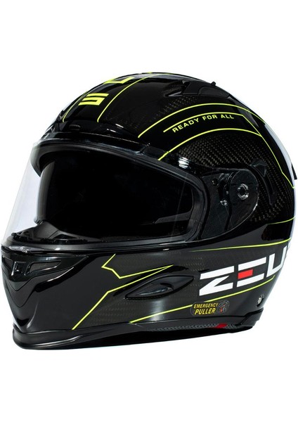 ZS-1800B Gloss Carbon Am8 Fluo Yellow Kapalı Kask