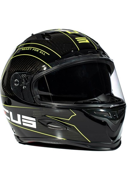 ZS-1800B Gloss Carbon Am8 Fluo Yellow Kapalı Kask