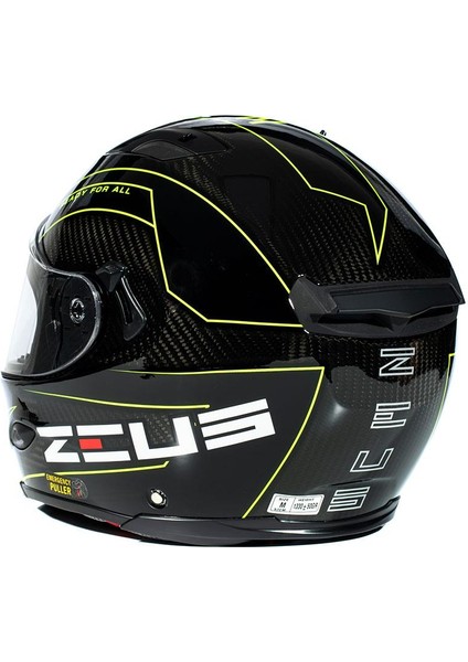 ZS-1800B Gloss Carbon Am8 Fluo Yellow Kapalı Kask