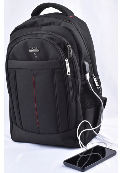 Laptop Bölmeli USB 17 3 Inç Su Geçirmez Kumaş Sırt Çantası