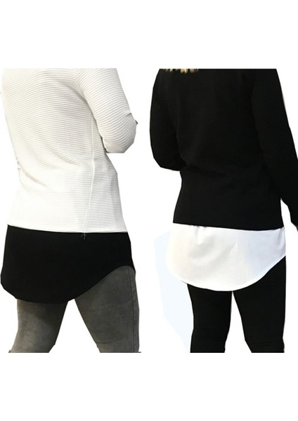 Kadın Kurtarıcı Etek Poplin Viskon Pamuk 2 Adet Siyah ve Beyaz