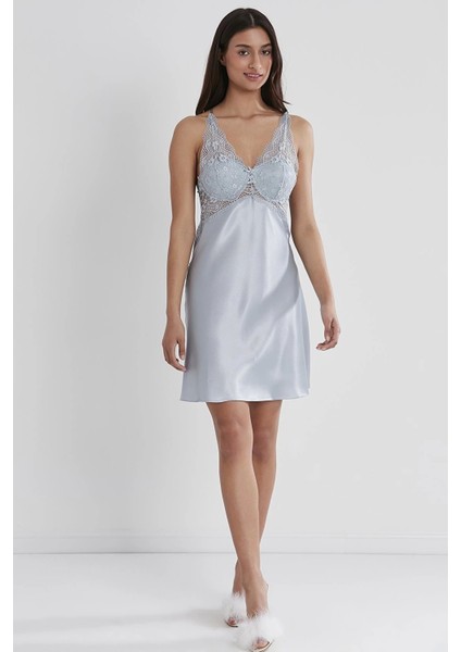Pierre Cardin 605 Bayan Saten Dantelli Gecelik