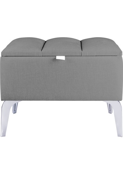 Vetra Mini Royal Gri Kumaş Sandıklı Puf Gümüş Ayak Dekoratif Bench fiyatları