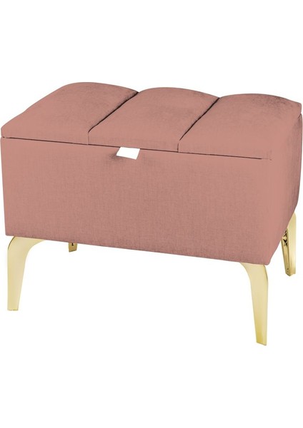 Gazzini Furniture Vetra Mini Royal Pudra Kumaş Sandıklı Puf Gold Ayak Dekoratif Bench