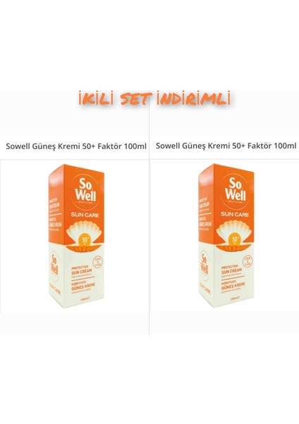 2× set So Well Güneş Kremi 50+ Faktör 100ML