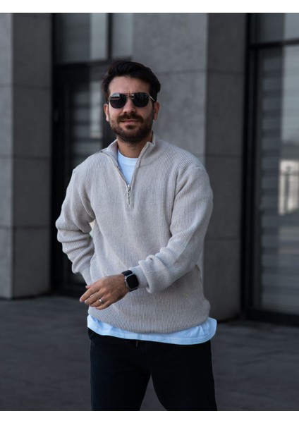 Erkek Trıko Yarım Fermuarlı Kazak modelleri