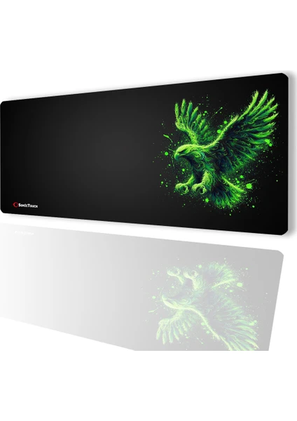 Sonictouch Ultragrand Siyah ve Neon Yeşili Kartal Dikişsiz Xxl Gaming Oyuncu Masaüstü Klavye Mouse Pad 40X90CM