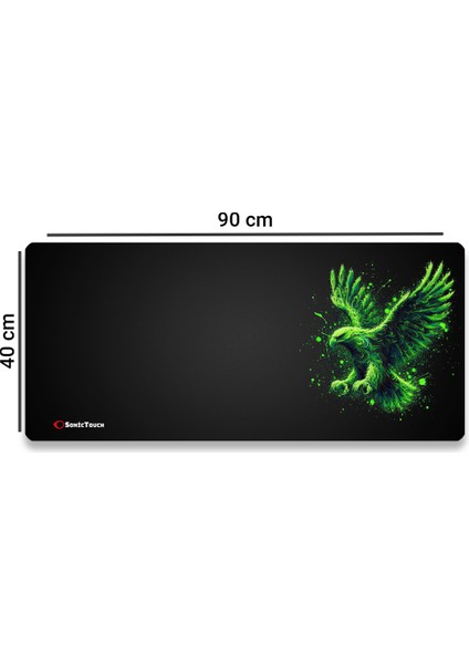 Sonictouch Ultragrand Siyah ve Neon Yeşili Kartal Dikişsiz Xxl Gaming Oyuncu Masaüstü Klavye Mouse Pad 40X90CM