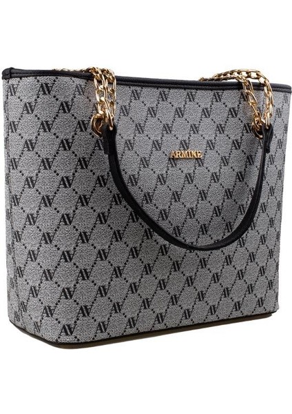 Gri Kadın Logolu Klasik Kol Çantası