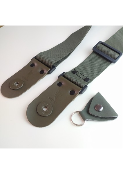 Gerçek Deri Uçlu Strap Lock ve Pena Kılıfı Dahil Camouflage Model Gitar Askısı