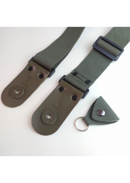 Gerçek Deri Uçlu Strap Lock ve Pena Kılıfı Dahil Camouflage Model Gitar Askısı