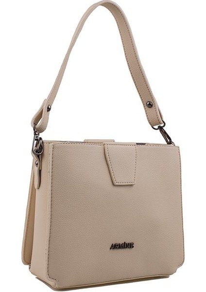 Krem Kare Küçük Boy Kadın Kol Çantası