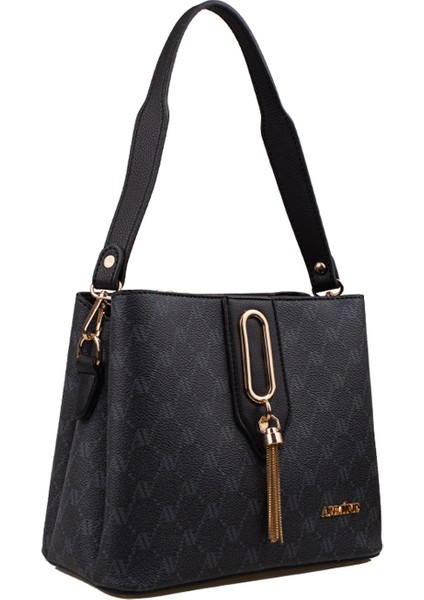 Siyah Logolu Casual Kadın Kol Çantası fiyatları