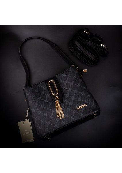 Siyah Logolu Casual Kadın Kol Çantası indirimleri