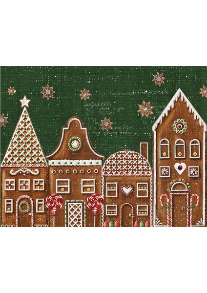 Kurabiye Evler Desenli Amerikan Servisi Dikdörtgen 35 x 50 cm