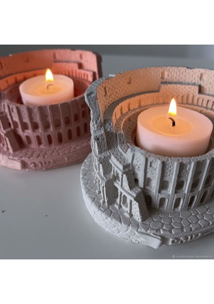 Roma Kolezyum Flavianus Amfitiyatrosu Tealight Mumluk Silikon Kalıp K-1244
