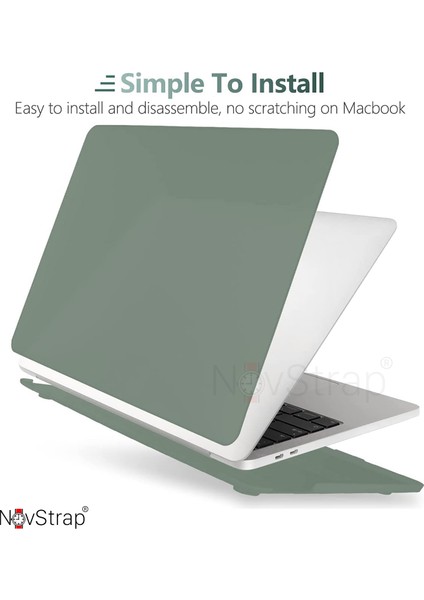 Novstrap Apple Macbook Pro 16 Inç M3 A2991 ile Uyumlu Mat Buzlu Kılıf + Siyah Klavye Kılıfı + Film