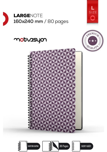 Poligon Serisi Mor 16X24 Ebat Spiralli 80SAYFA