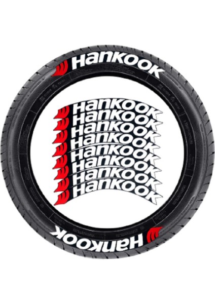 Lastik Yazısı / Araba Lastik Yazısı / Tire Text Hankook 8 Li Set + Yapıştırıcı+Zımpara