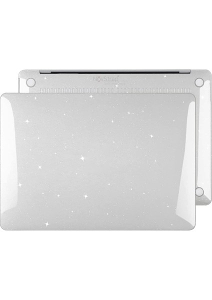 Apple Macbook Pro 14 Inç M3 A2992 A2918 ile Uyumlu Kristal Parlak Simli Kılıf Sert Glitter