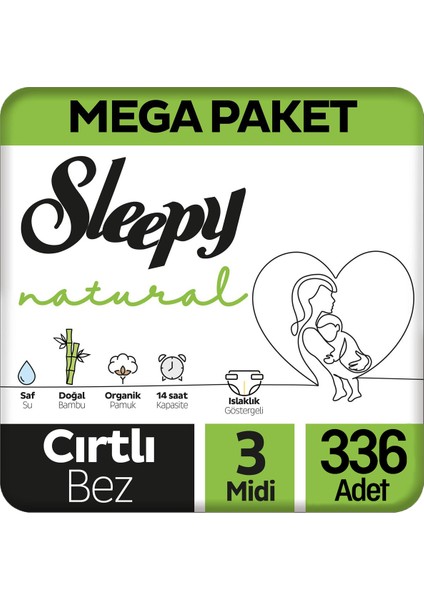 Natural Mega Paket 3 Beden 168X2 336 Adet