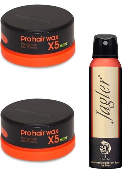 Men Prohair X5 Turuncu Wax 150 ml Vax 2 Adet + Jagler Deodorant 150 ml