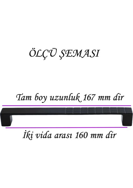4 Adet Bihter Desenli Kulp 160 mm Siyah Mutfak Kulpu Çekmece Dolap Kapak Kulbu Metal Mobilya Dolabı