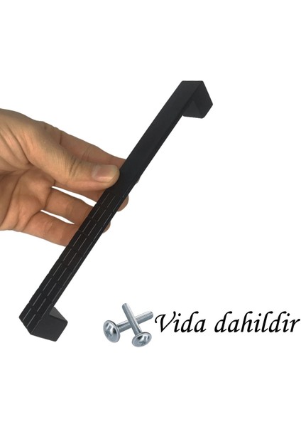 4 Adet Bihter Desenli Kulp 160 mm Siyah Mutfak Kulpu Çekmece Dolap Kapak Kulbu Metal Mobilya Dolabı