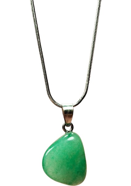 Yeşim Taşı Doğal Taşı Zincirli El Yapımı Kolye Uç: 2 cm Zincir: 20 cm Kutulu