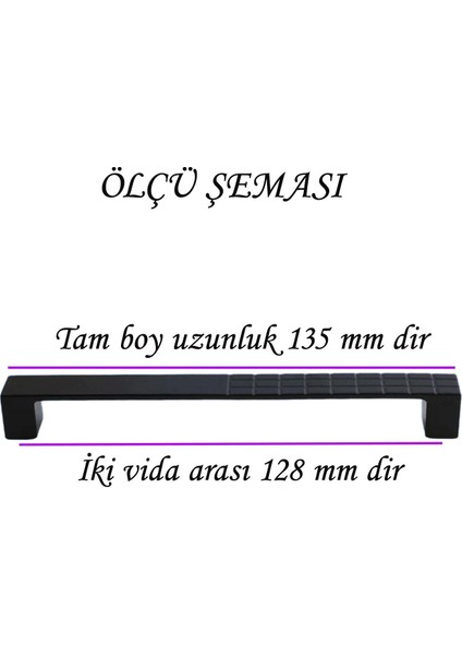 4 Adet Bihter Desenli Kulp 128 mm Siyah Mutfak Kulpu Çekmece Dolap Kapak Kulbu Metal Mobilya Dolabı