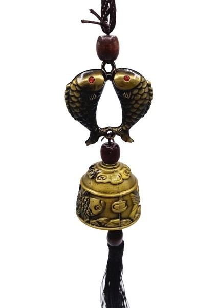 Çin Feng Shui Şans ve Bereket Metal Koi Balık Çan 35 cm modelleri