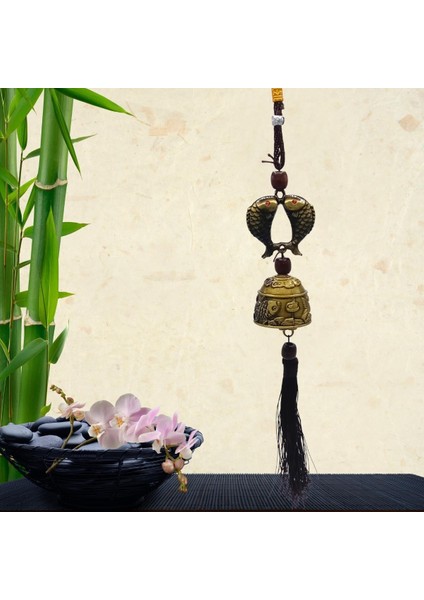 Çin Feng Shui Şans ve Bereket Metal Koi Balık Çan 35 cm fırsatları