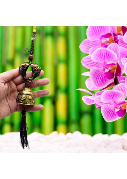 Çin Feng Shui Şans ve Bereket Metal Koi Balık Çan 35 cm indirimleri