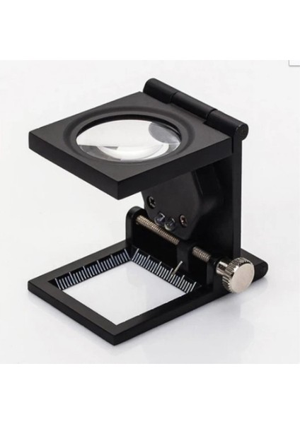 28 x 28 mm Katlanır Sayaçlı Metal Lüp 2 Led Işıklı Büyüteç Tekstil TH 9005A