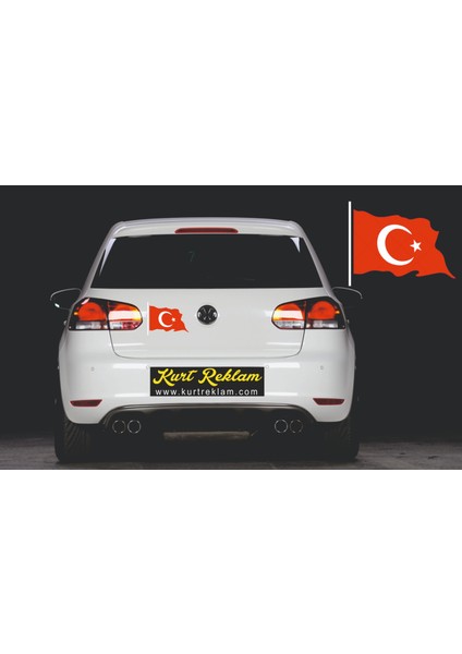 Araç Oto Sticker Dalgalanan Türk Bayrağı Sticker 15X10 cm