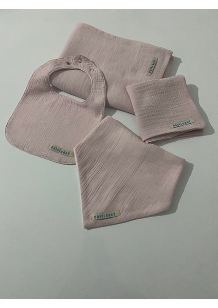 Sıvı Geçirmez Çift Kat Müslin Mama ve Salya Önlüğü Müslim Örtü Takımı ve Ağız Bezi %100 Pamuk Alezli