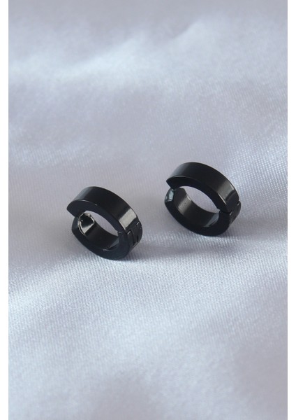 Çelik Siyah Renk Sıkıştırmalı Erkek Küpe - TJ-EKP279